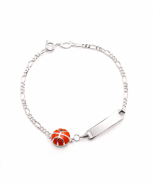 Pulsera Pulsera Con Balón De Baloncesto Y Placa Gravable