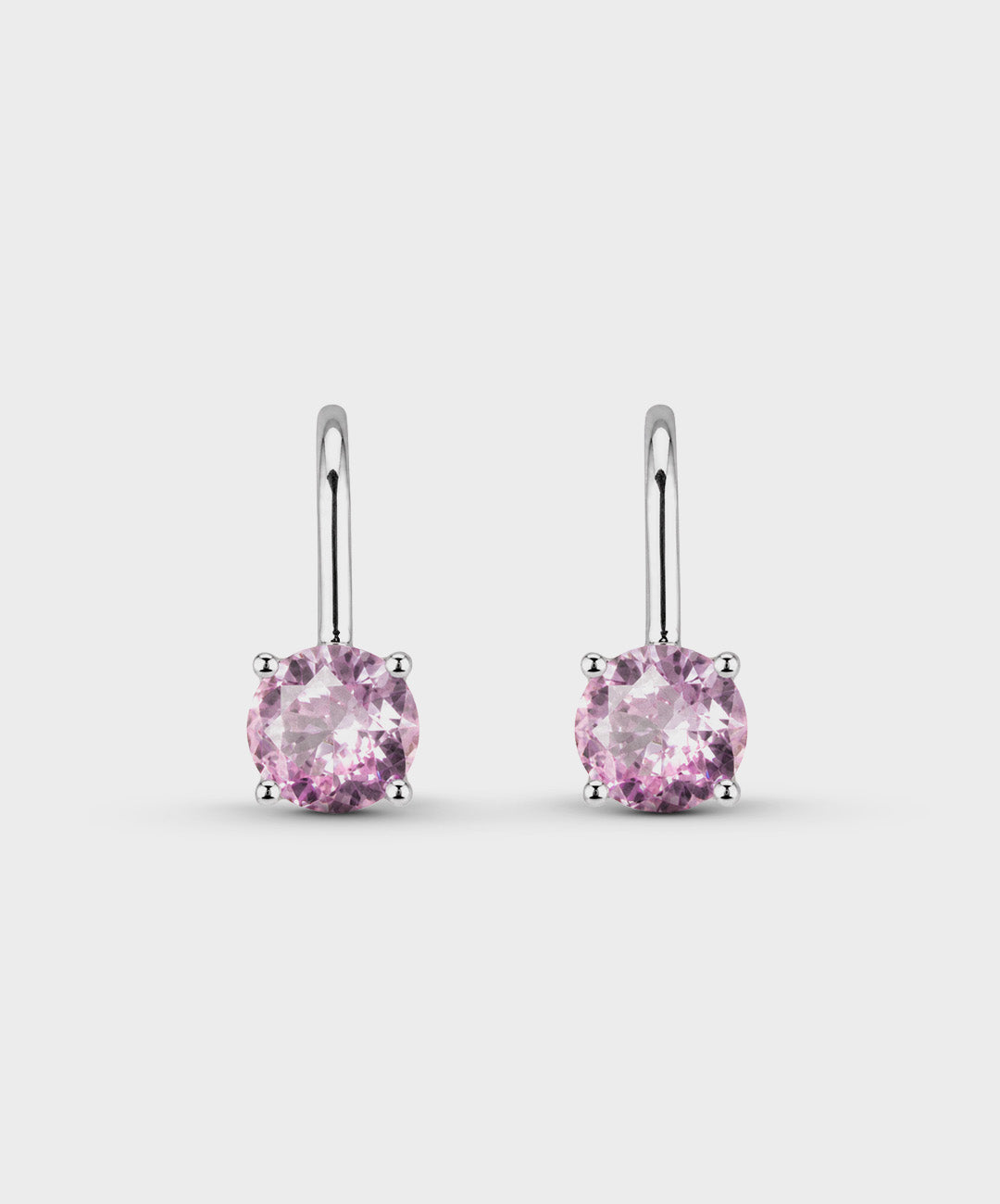 Arete Aretes Clásicos Con Piedra Redonda - color Rosado, tono Rosado claro
