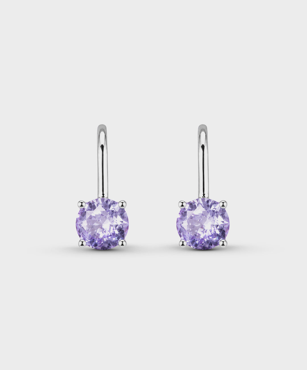 Arete Aretes Clásicos Con Piedra Redonda - color Morado, tono Lila