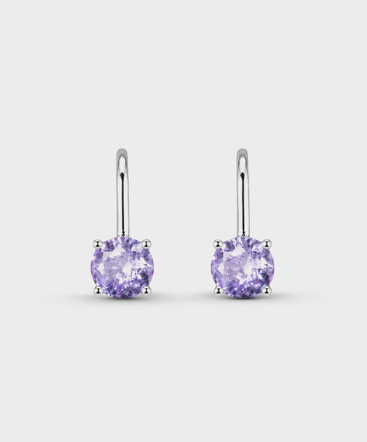 Arete Aretes Clásicos Con Piedra Redonda - color Morado, tono Lila