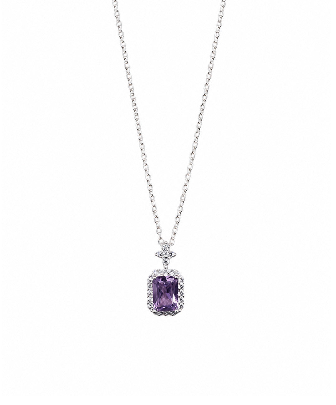 Gargantilla Gargantilla Con Dije Rectangular En Corte Esmeralda - color Morado