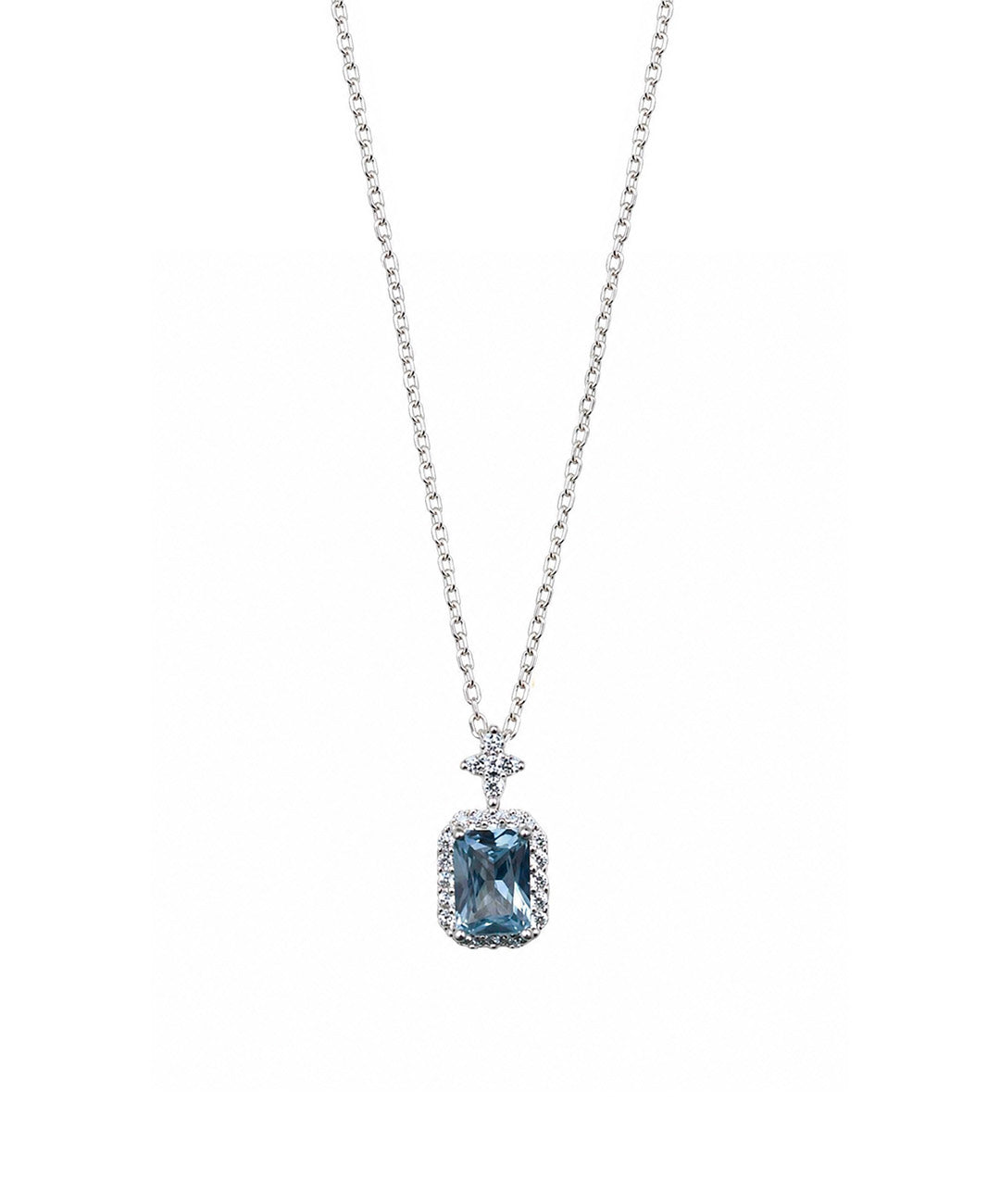 Gargantilla Gargantilla Con Dije Rectangular En Corte Esmeralda - color Azul
