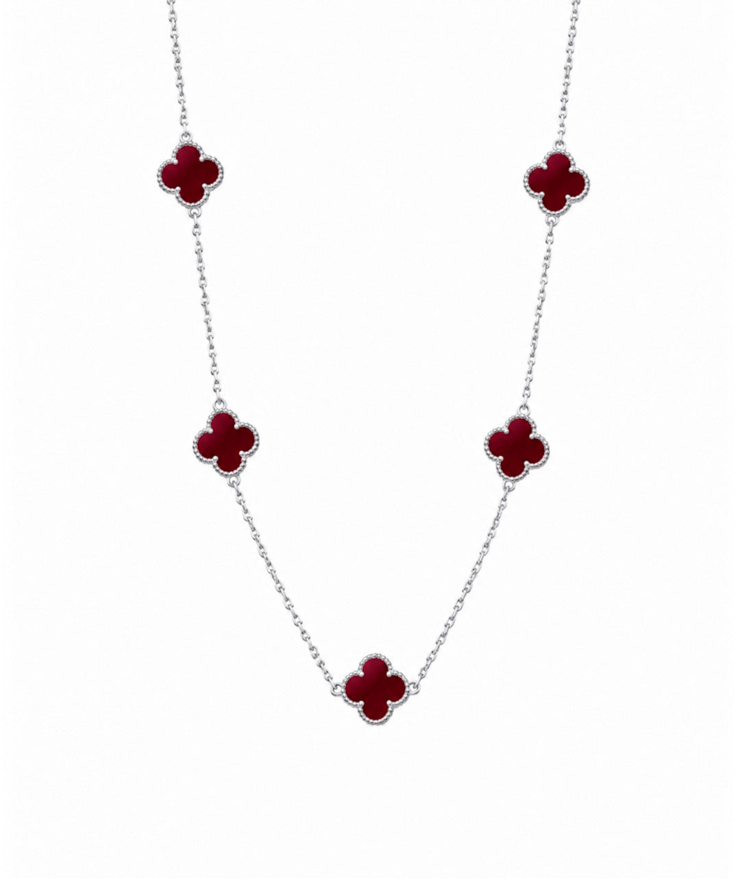 Gargantilla Collar Trébol Clásico - color Rojo, tono Rojo claro, largo base 45 cm
