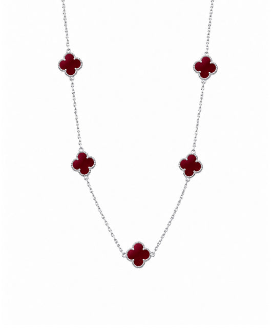 Gargantilla Collar Trébol Clásico - color Rojo, tono Rojo claro, largo base 45 cm