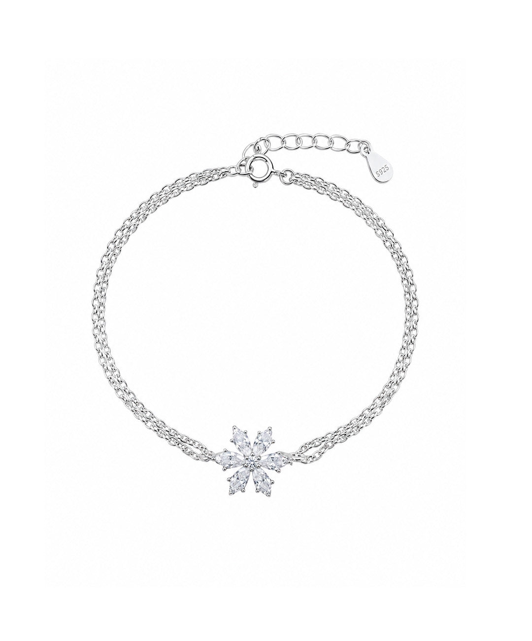 Pulsera Pulsera Con Flor De Cristal De Doble Hilo