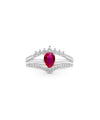Anillo Anillo De Corona Con Lágrima Central - talla 9, color Rojo