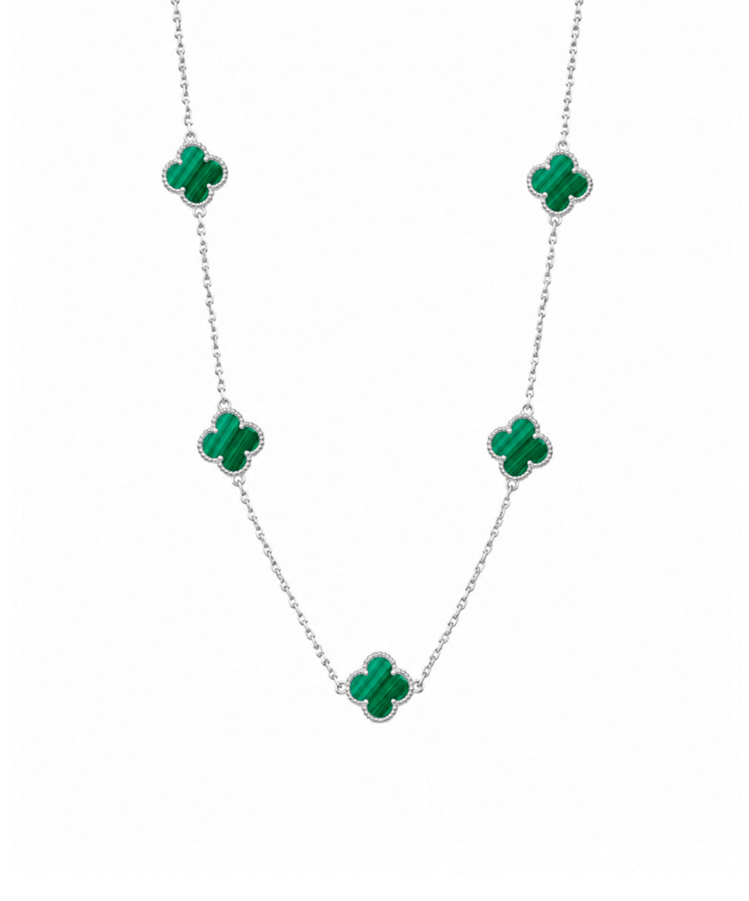 Gargantilla Collar Trébol Clásico - color Verde, tono Verde oscuro, largo base 45 cm