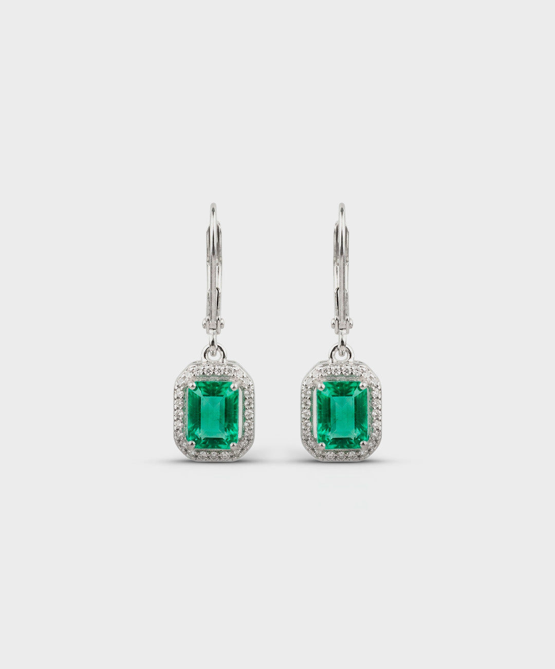 Arete Aretes Rectangulares Con Halo De Circones - color Verde, tono Verde menta