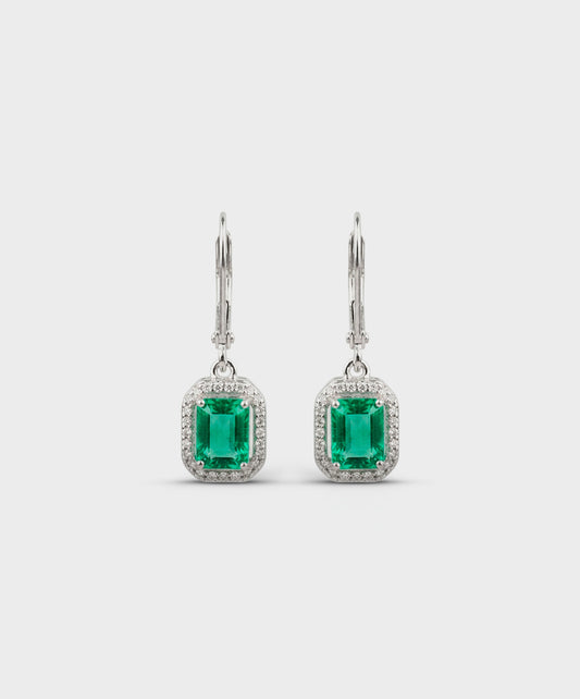 Arete Aretes Rectangulares Con Halo De Circones - color Verde, tono Verde menta