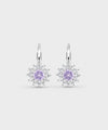 Arete Aretes De Flor Con Circones - color Morado