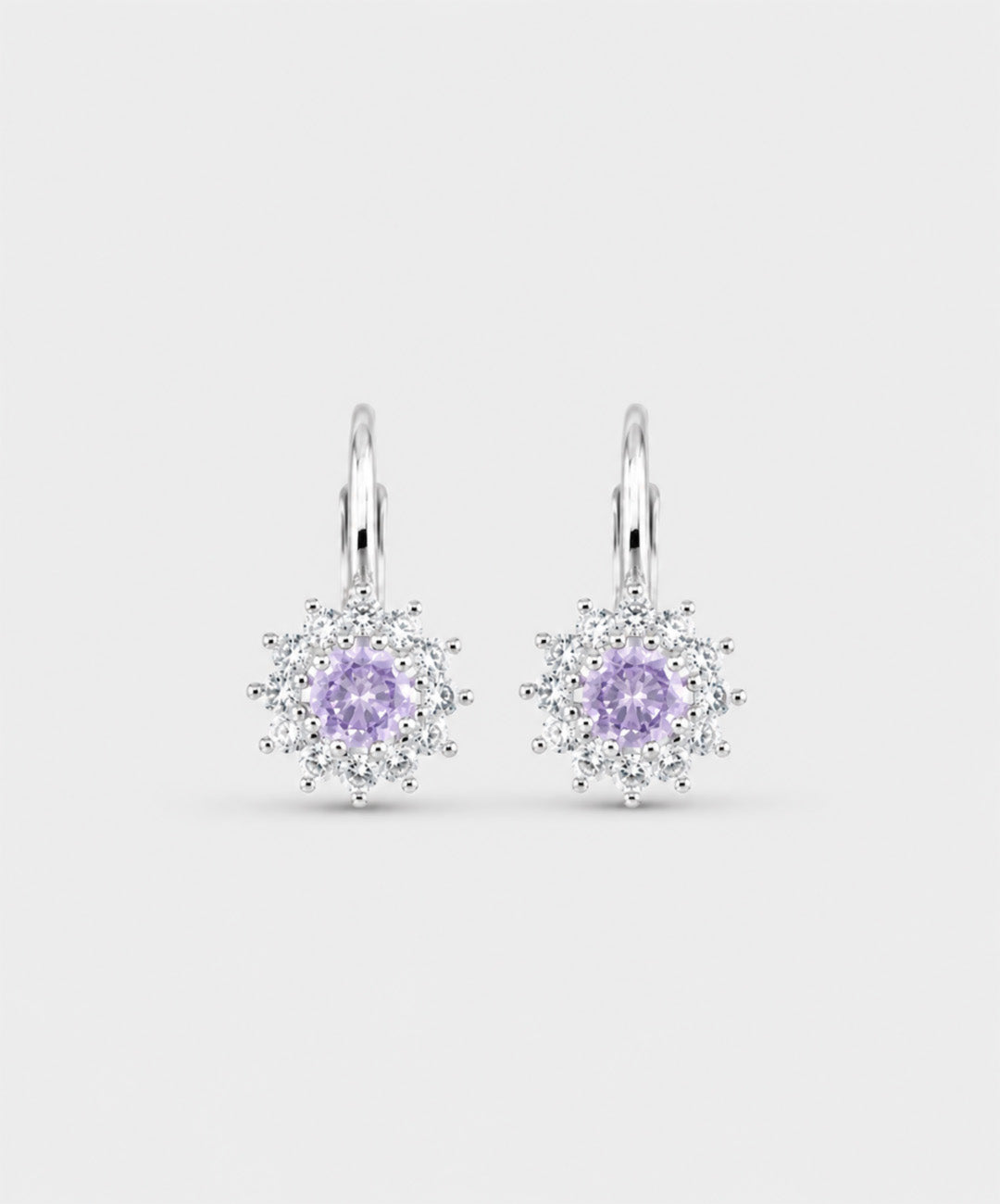 Arete Aretes De Flor Con Circones - color Morado