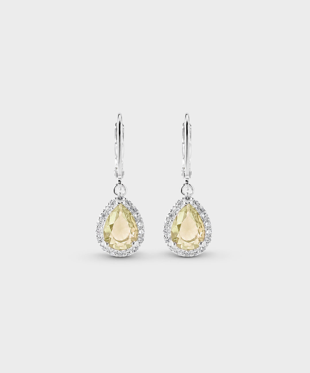 Arete Aretes Con Circón Central En Forma De Lágrima - color Amarillo, tono Amarillo claro