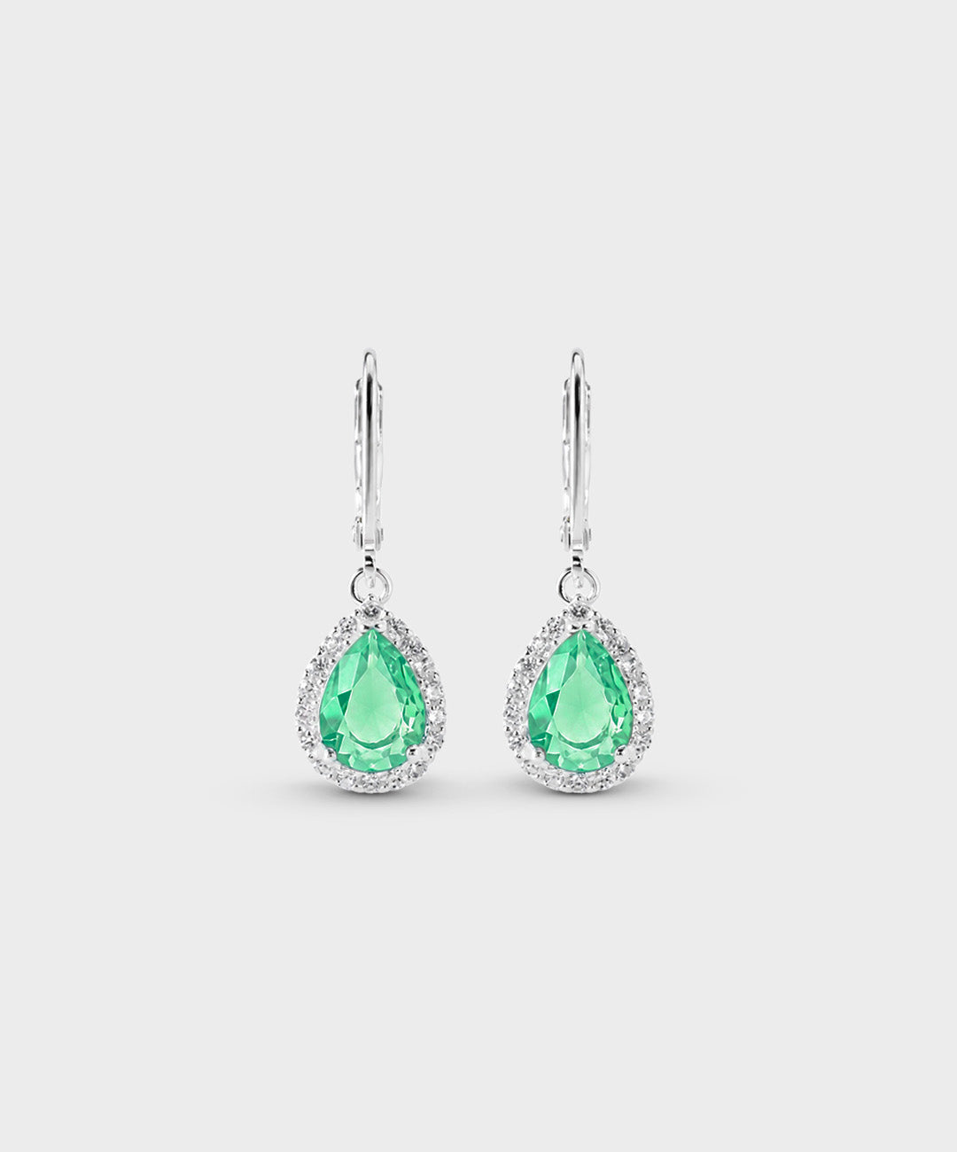 Arete Aretes Con Circón Central En Forma De Lágrima - color Verde, tono Verde menta