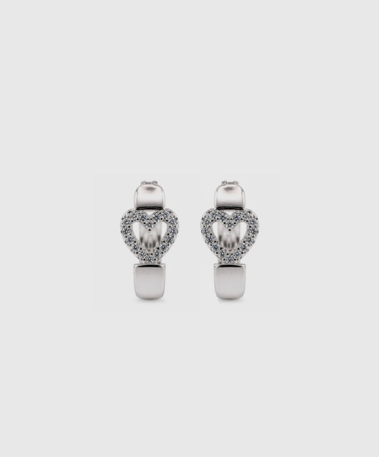 Arete Aretes Tipo Huggies Con Corazón De Circones