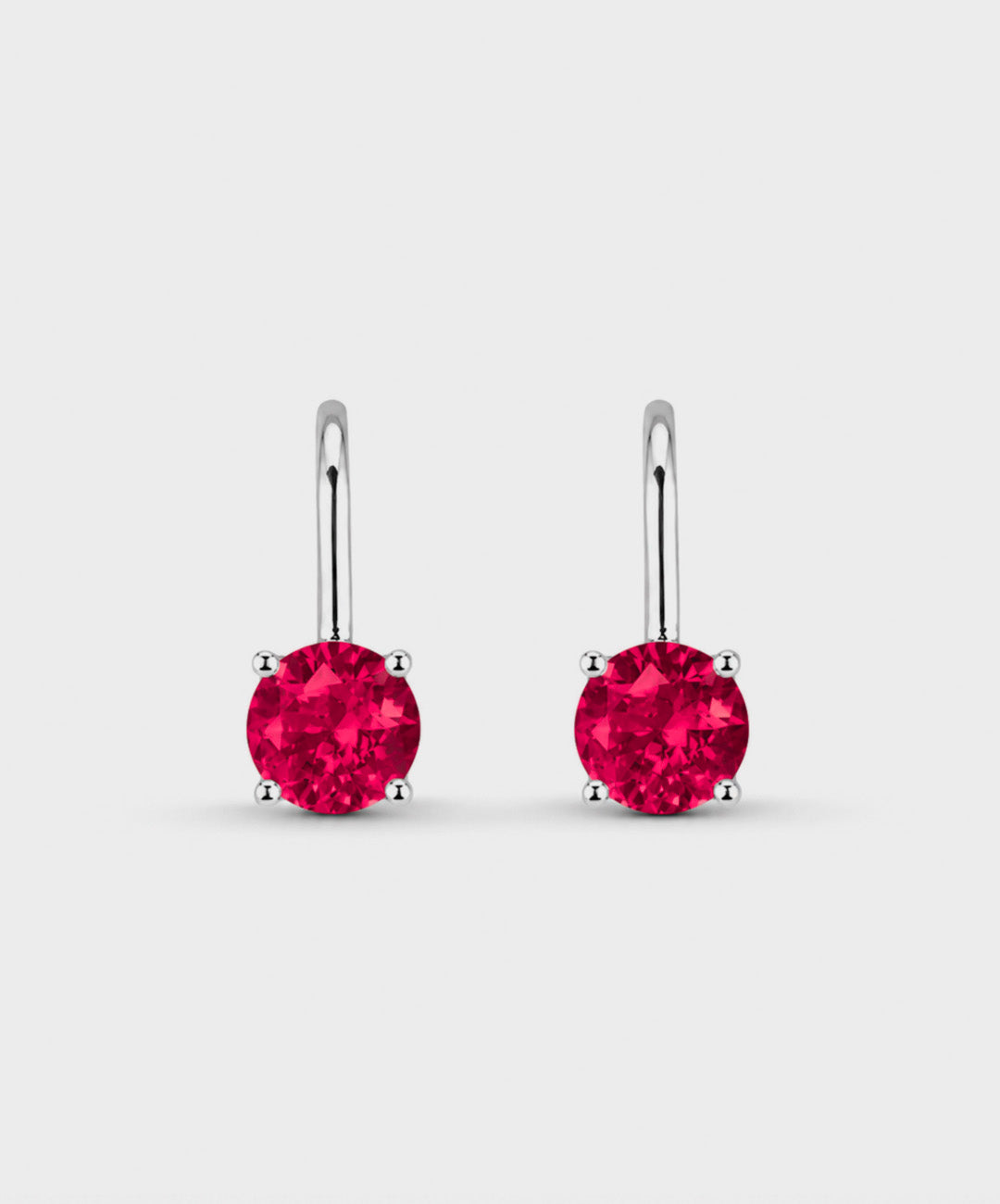 Arete Aretes Clásicos Con Piedra Redonda - color Rosado, tono Fucsia