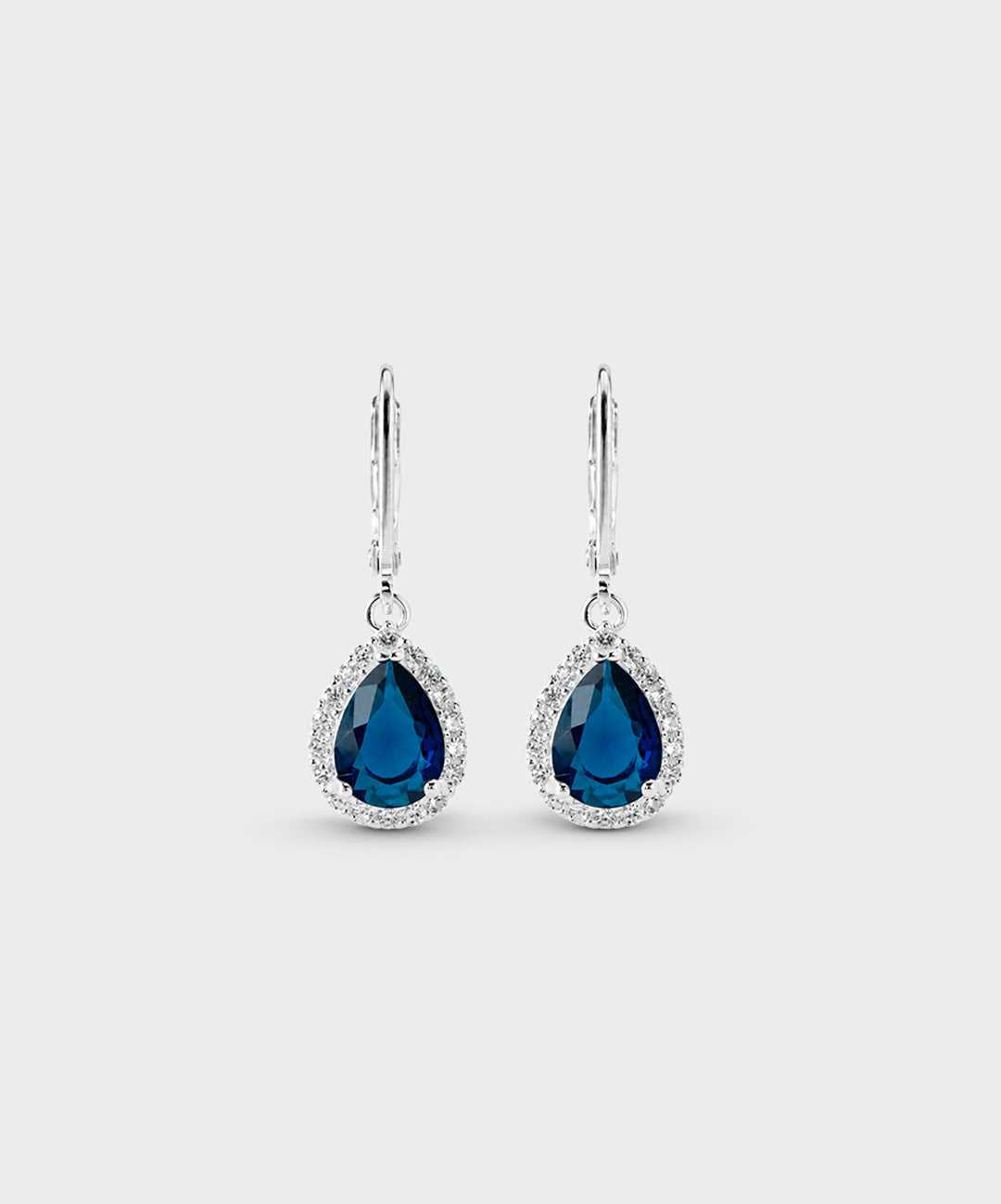 Arete Aretes Con Circón Central En Forma De Lágrima - color Azul, tono Azul rey