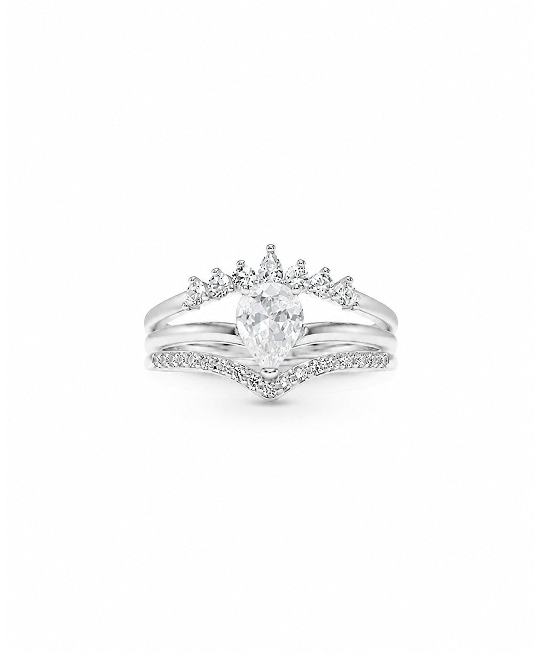 Anillo Anillo De Corona Con Lágrima Central - talla 8, color Transparente