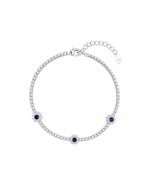 Pulsera Pulsera Tipo Tenis Con Tres Flores Centrales