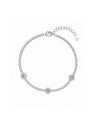Pulsera Pulsera Tipo Tenis Con Tres Flores Centrales