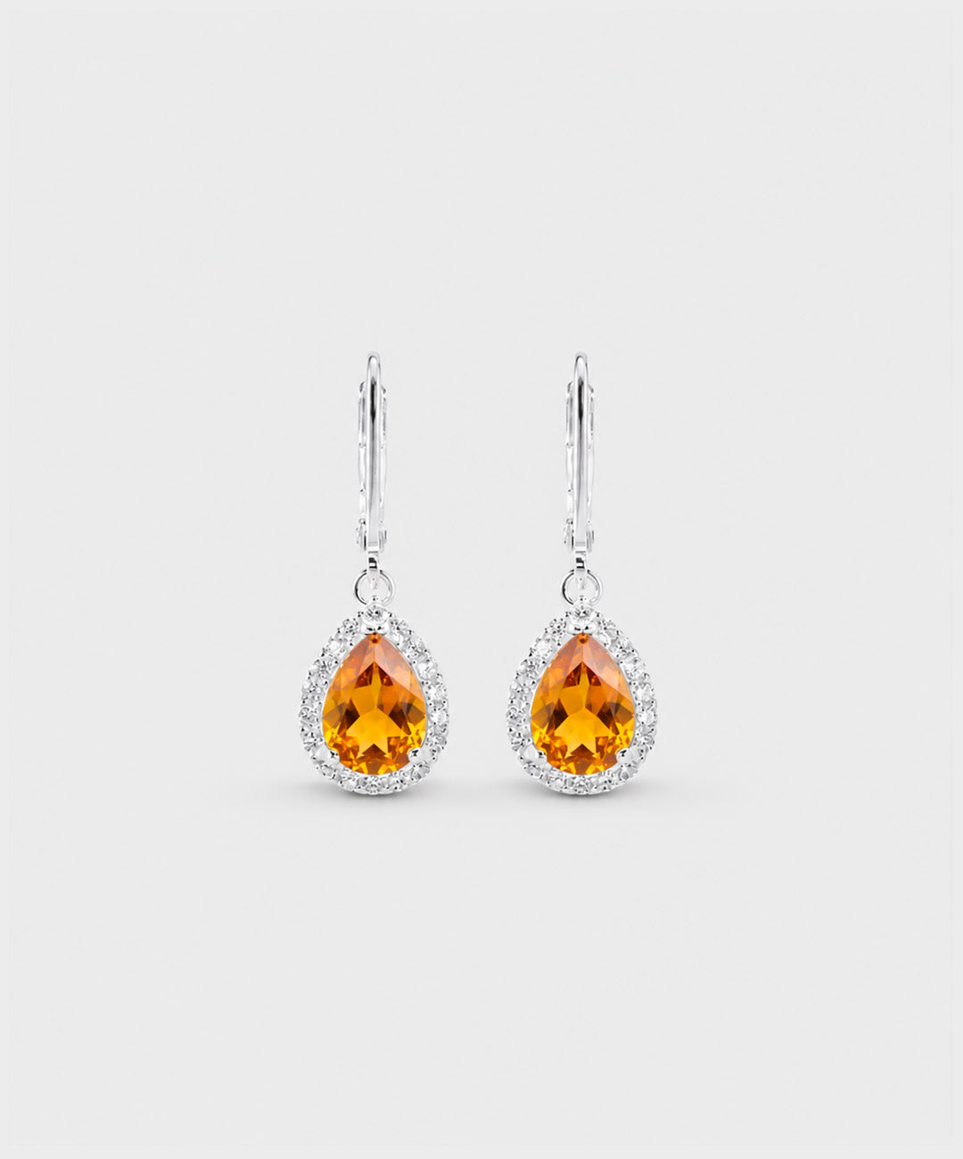 Arete Aretes Con Circón Central En Forma De Lágrima - color Amarillo, tono Ámbar