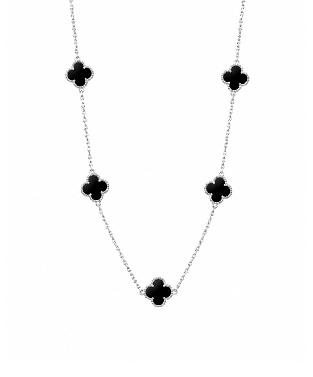 Gargantilla Collar Trébol Clásico - color Negro, tono Negro sólido, largo base 45 cm