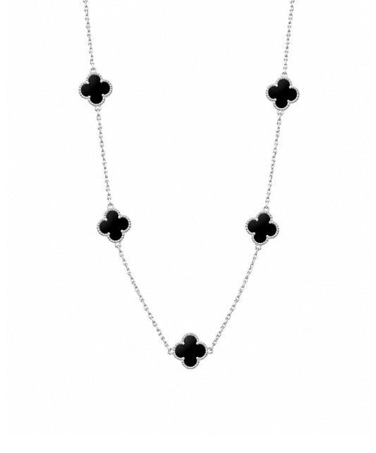Gargantilla Collar Trébol Clásico - color Negro, tono Negro sólido, largo base 45 cm