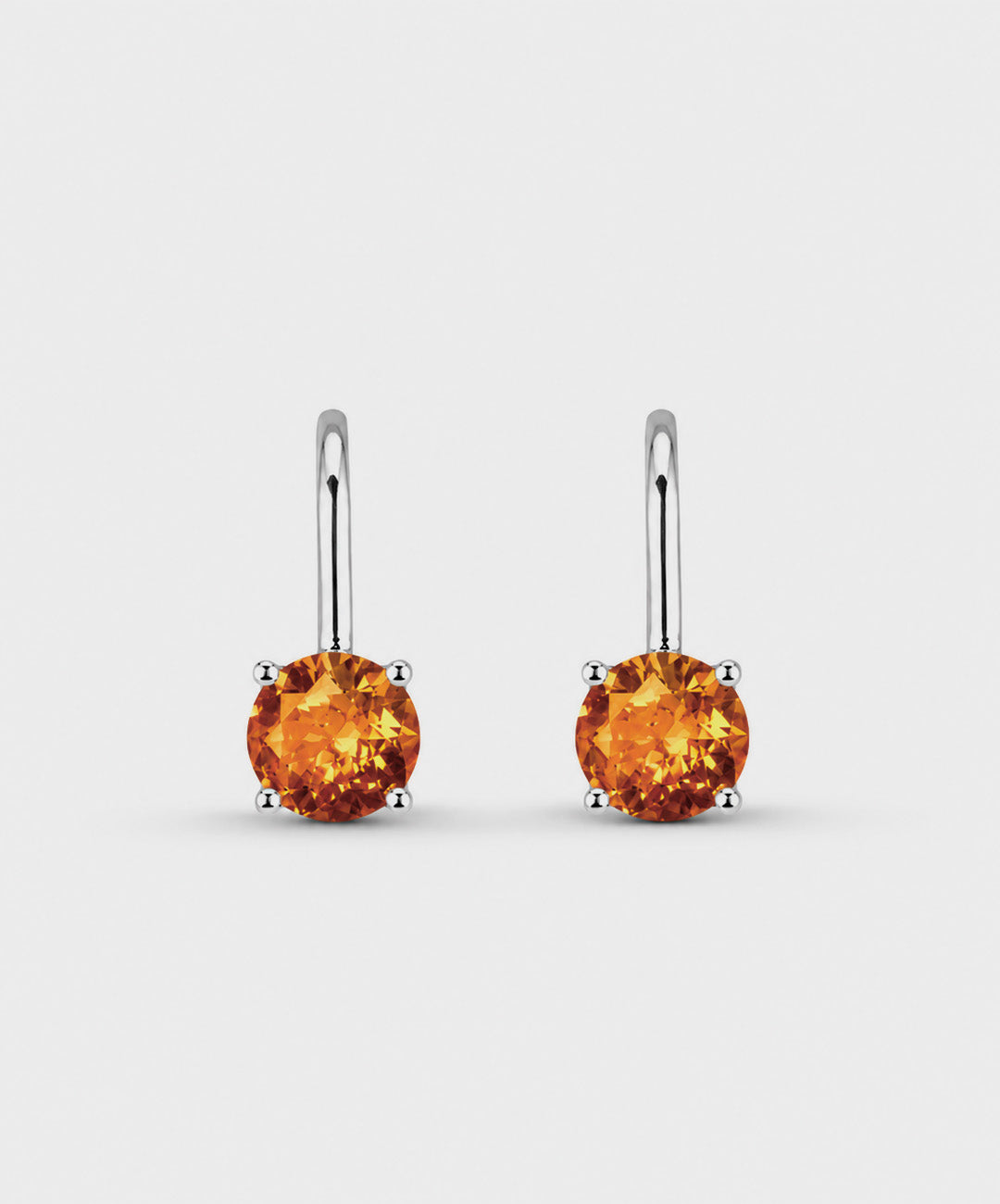 Arete Aretes Clásicos Con Piedra Redonda - color Amarillo, tono Ámbar