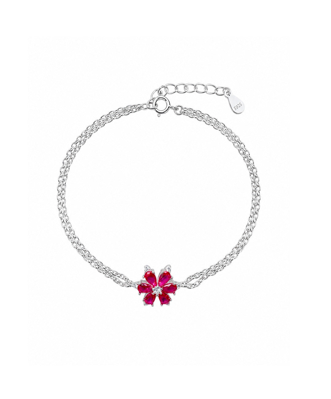 Pulsera Pulsera Con Flor De Cristal De Doble Hilo