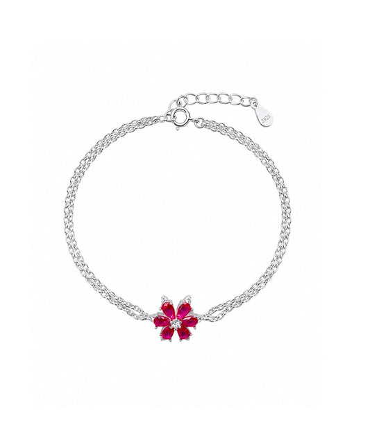 Pulsera Pulsera Con Flor De Cristal De Doble Hilo