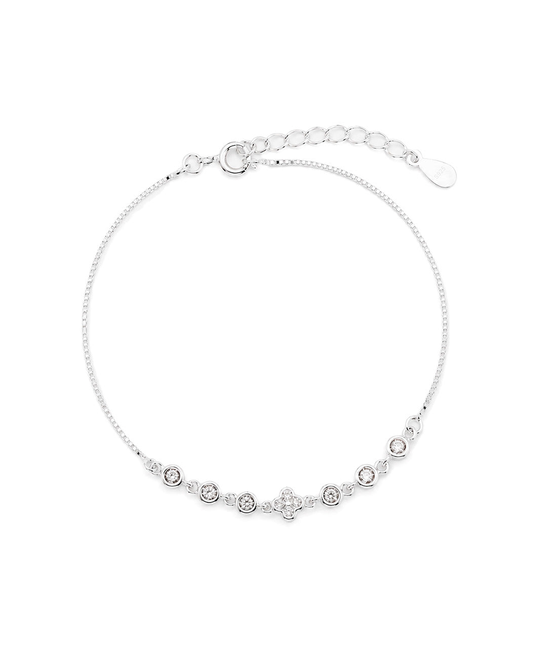 Pulsera Pulsera De Circones Biselados Con Trébol Central-64